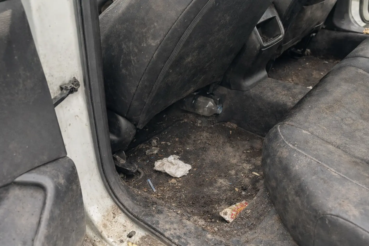 Car interior before detailing